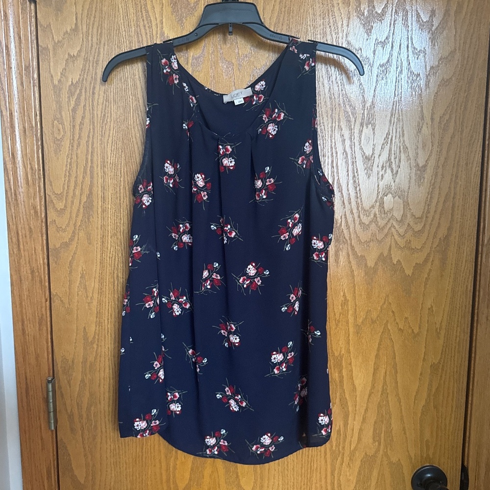 Ann Taylor Loft Navy Floral Blouse
